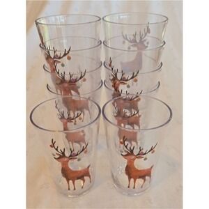 Clear Plastic Holiday Christmas Reindeer Tumbler - Set of 10 Pottery Barn Kids